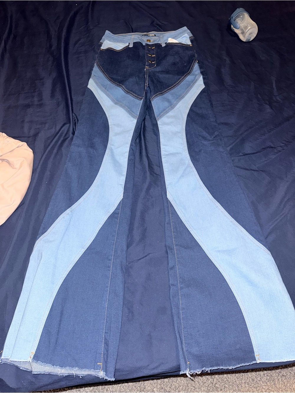 Fashion Nova Two-Tone Blue High-Rise Flare Jeans